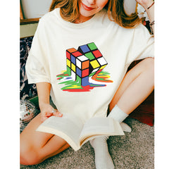 Melting Multi-Colored Cube graphic on Garment-Dyed Heavyweight Unisex T-Shirt alternate view 10