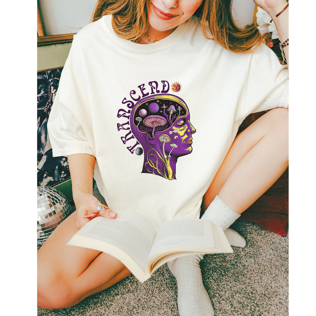 Psychedelic Cosmic Mushroom Head Vintage Soft Unisex T-shirt 