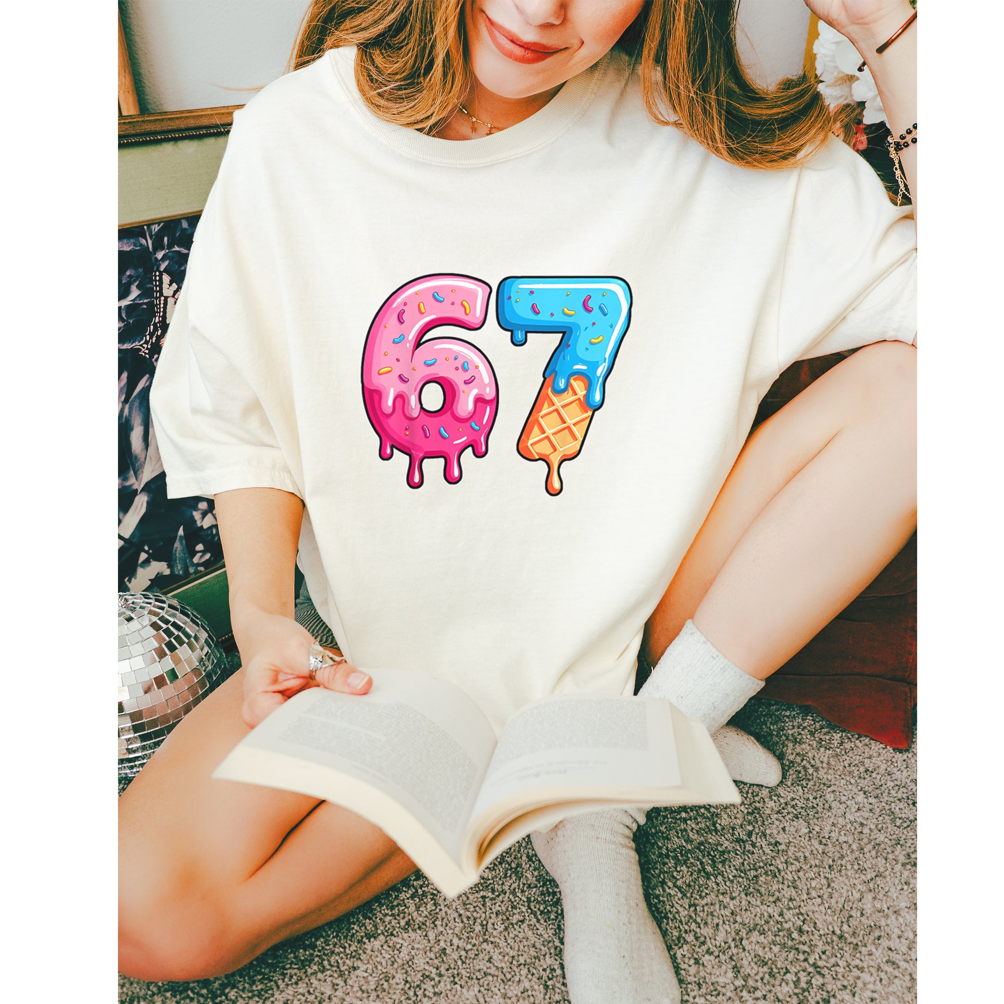 67 Dripping Ice Cream Donut Melt Vintage Soft Unisex T-shirt 