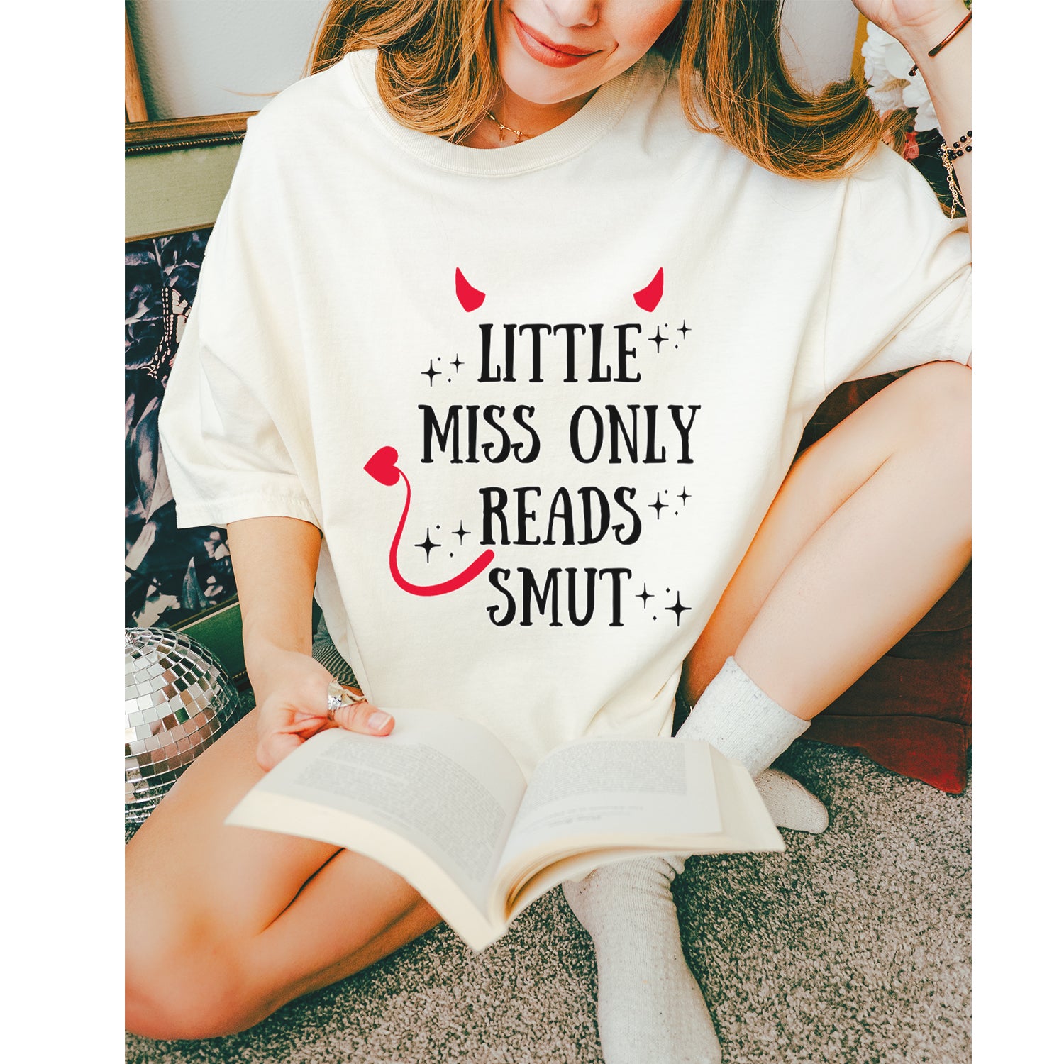 Little Miss Only Reads Smut Devilish Vintage Soft Unisex T-shirt 