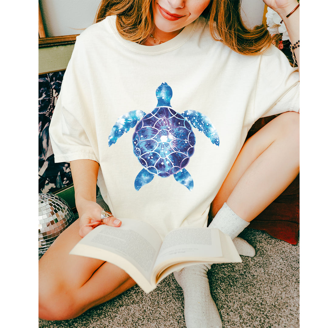 Ocean Aura Tie-Dye Sea Turtle graphic on Garment-Dyed Heavyweight Unisex T-Shirt alternate view 10