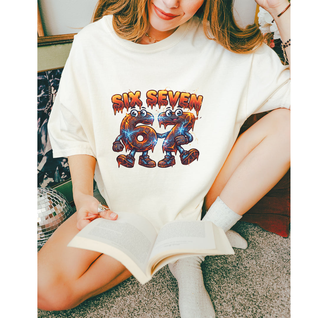 67 Lava Lightning Six Seven Meme Vintage Soft Unisex T-shirt 