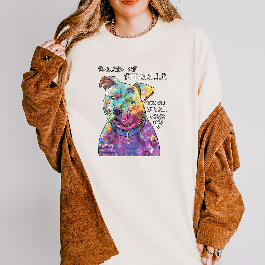 Beware Of Pit Bulls, They Will Steal Your Heart  Vintage Soft Unisex T-shirt 