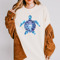 Ocean Aura Tie-Dye Sea Turtle graphic on Garment-Dyed Heavyweight Unisex T-Shirt alternate view 11