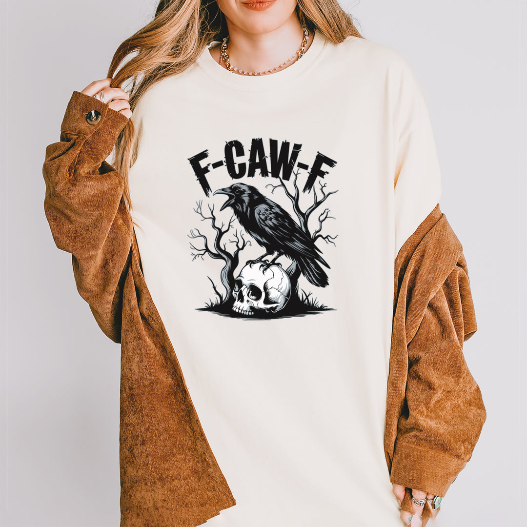 F-Caw-F Crow On Skull F-ck Off Gothic Vintage Soft Unisex T-shirt 