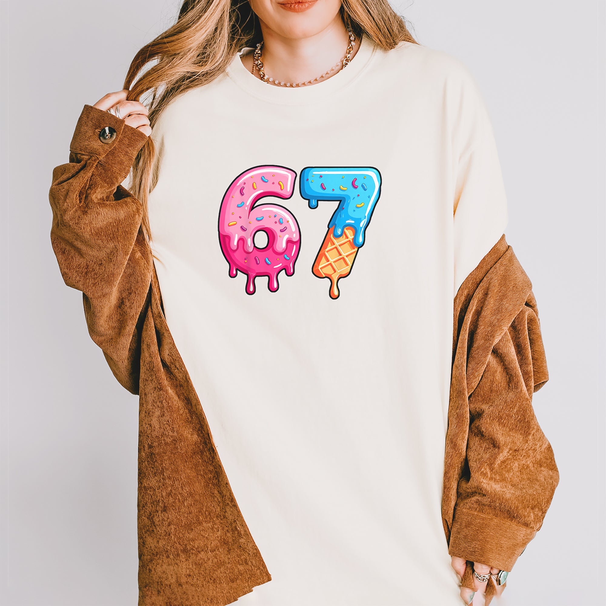 67 Dripping Ice Cream Donut Melt Vintage Soft Unisex T-shirt 