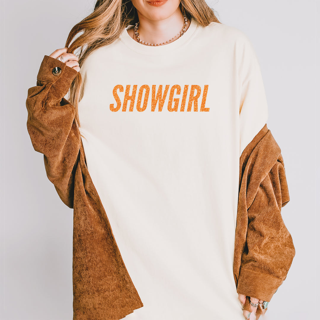 Showgirl Orange Glitter Vintage Soft Unisex T-shirt 