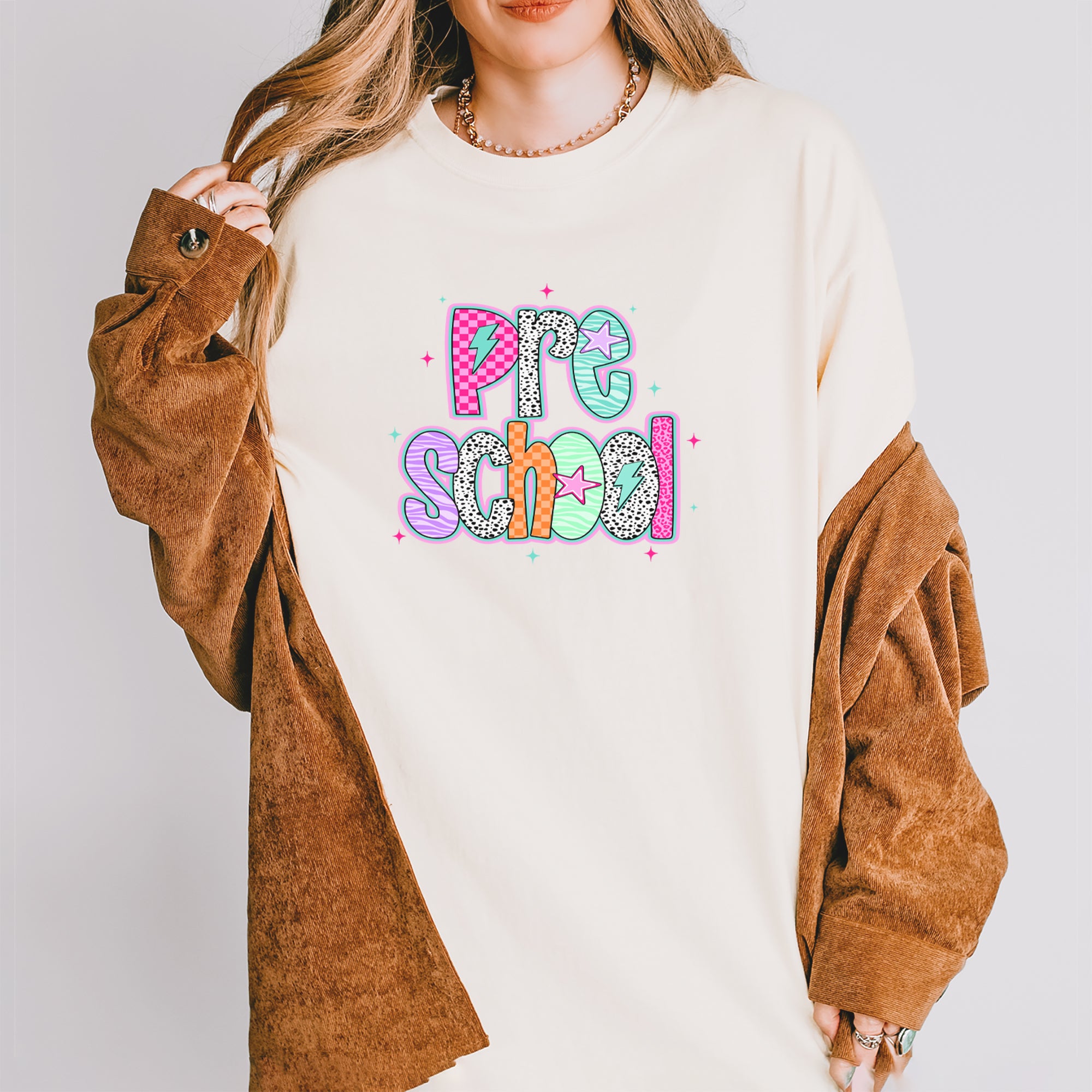 Preschool Power Colorful Back to School Vintage Soft Unisex T-shirt 