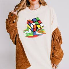 Melting Multi-Colored Cube graphic on Garment-Dyed Heavyweight Unisex T-Shirt alternate view 11