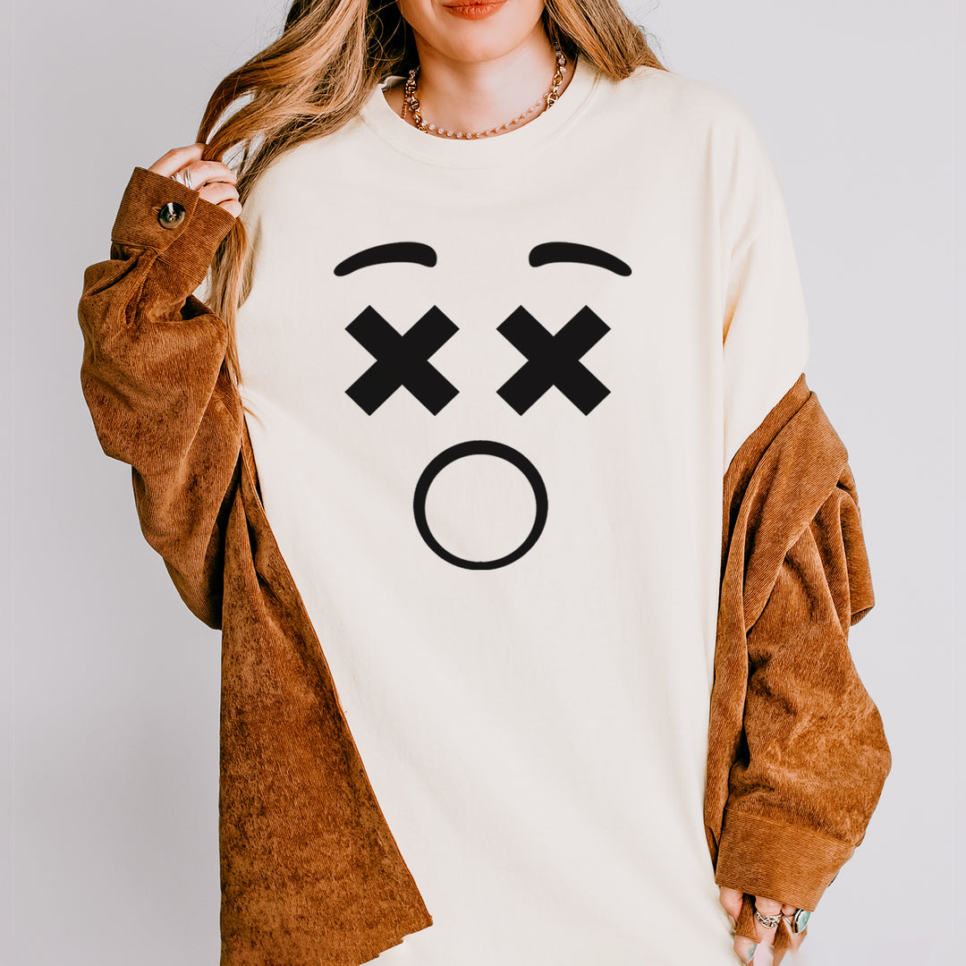 Emoticon XX Eyes Smile Face graphic on Garment-Dyed Heavyweight Unisex T-Shirt alternate view 3