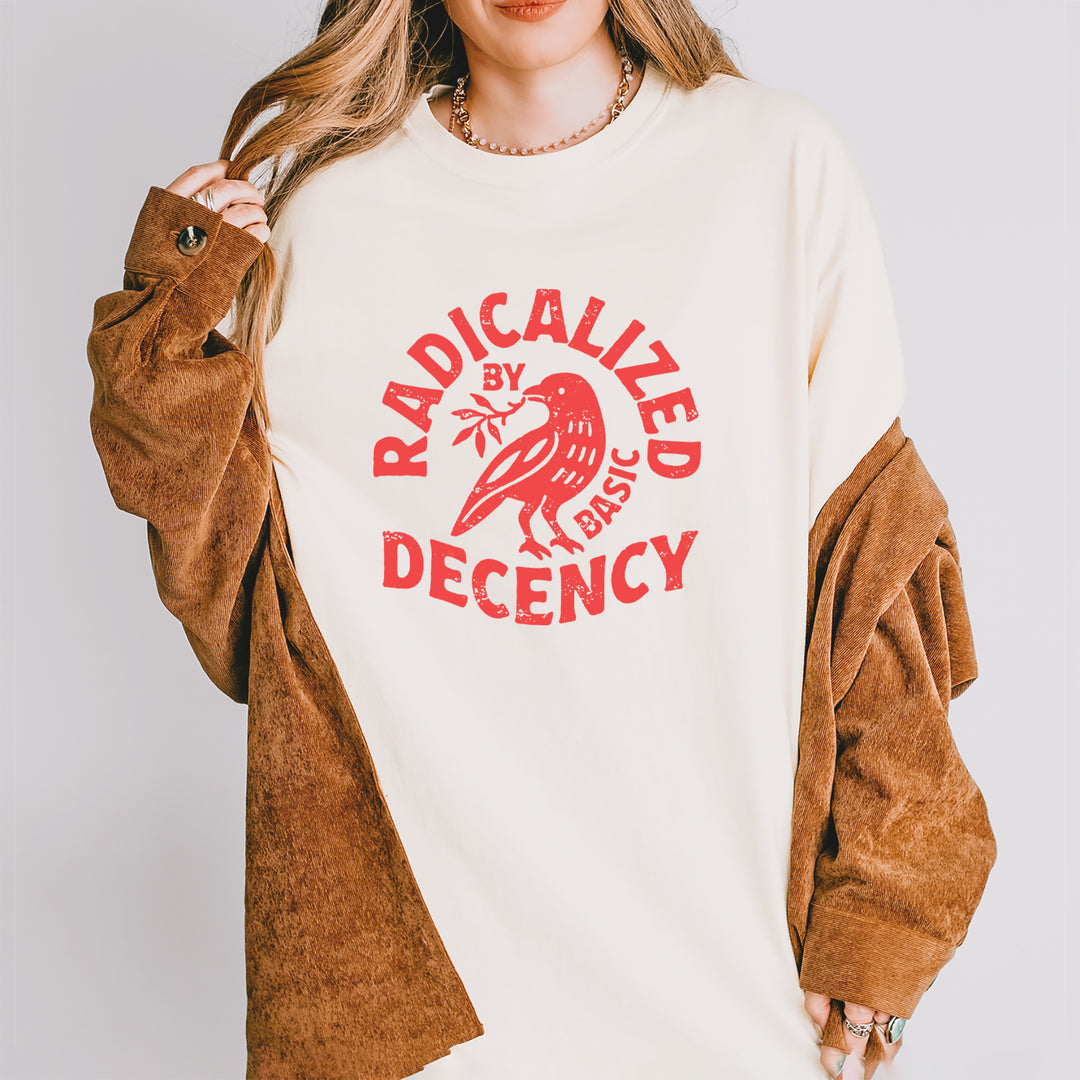 Radicalized by Basic Decency Dove Protest Statement Vintage Soft Unisex T-shirt 