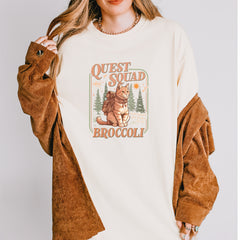 Quest Squad Broccoli Cat Fantasy Reader  Vintage Soft Unisex T-shirt 