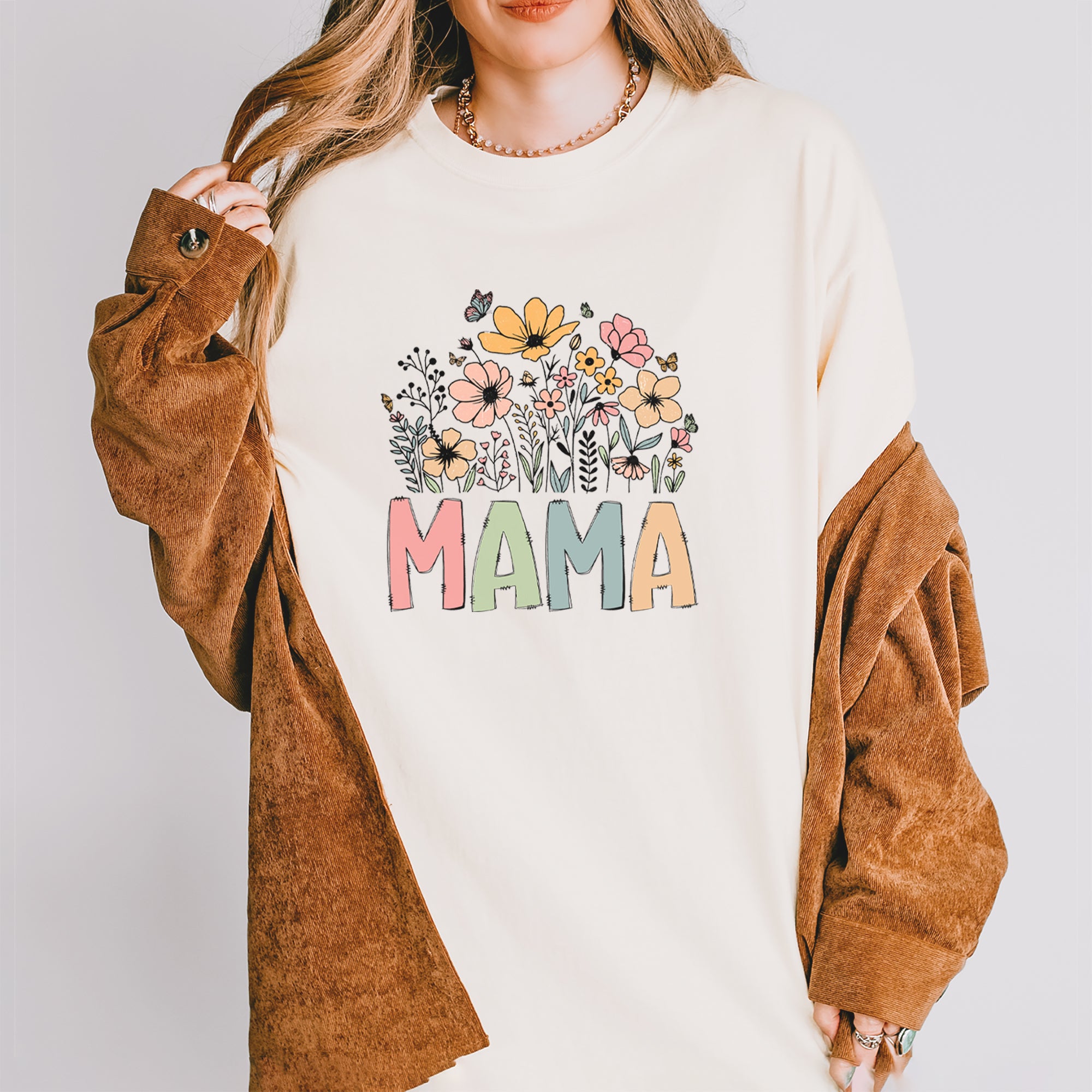 Mama Wildflower Retro Flower Vintage Soft Unisex T-shirt 