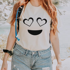 Emoticon Heart Eyes Smile Face graphic on Garment-Dyed Heavyweight Unisex T-Shirt alternate view 5