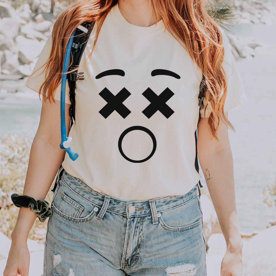 Emoticon XX Eyes Smile Face graphic on Garment-Dyed Heavyweight Unisex T-Shirt alternate view 4