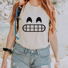Emoticon Grinning Smile Face Vintage Soft Unisex T-shirt