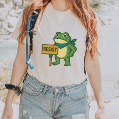 Sign Resist Meme Frog Protest Vintage Soft Unisex T-shirt 