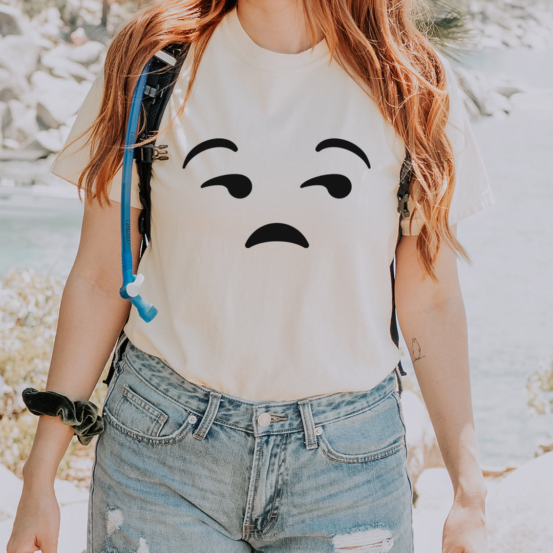 Emoticon Whatever Smile Face graphic on Garment-Dyed Heavyweight Unisex T-Shirt alternate view 5