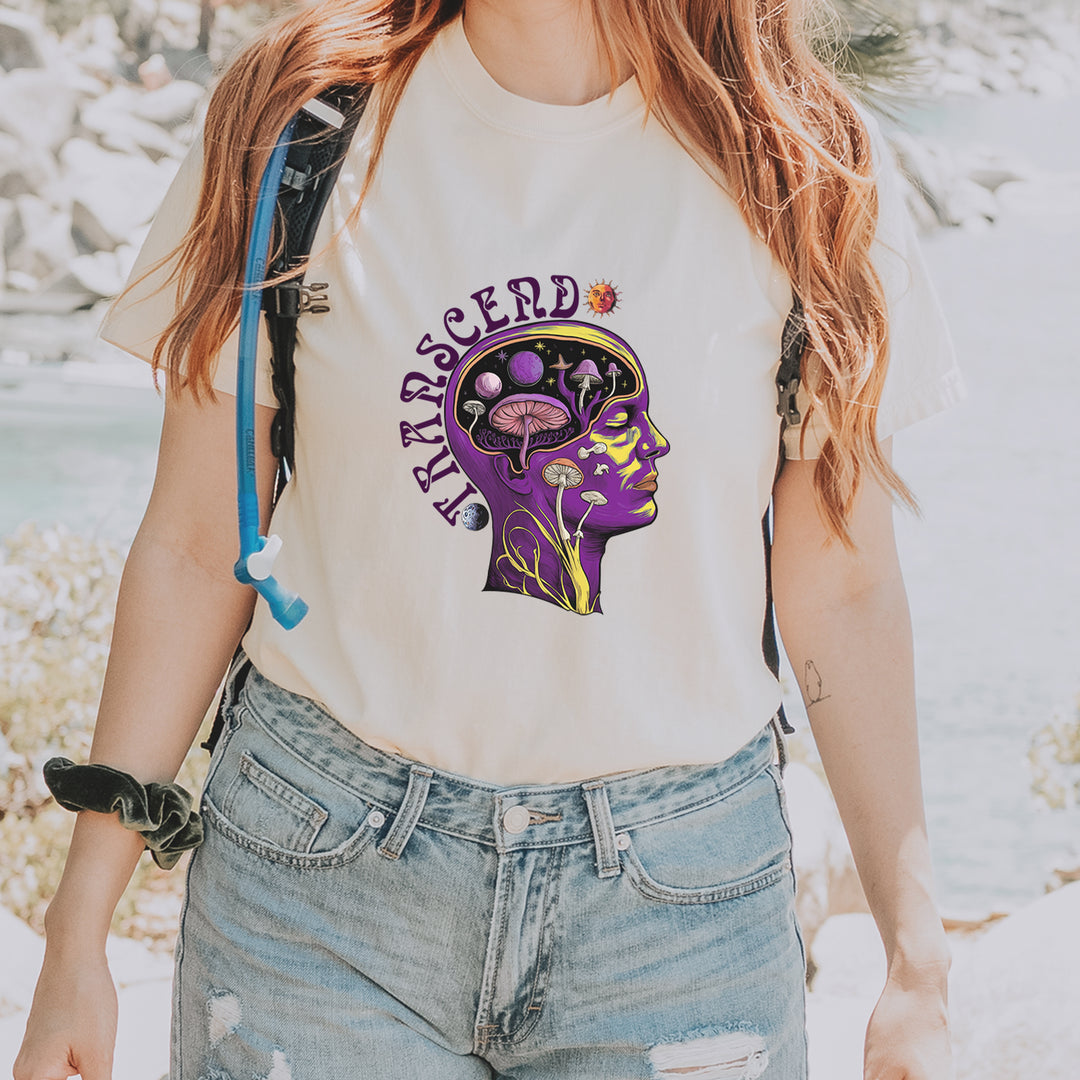 Psychedelic Cosmic Mushroom Head Vintage Soft Unisex T-shirt 