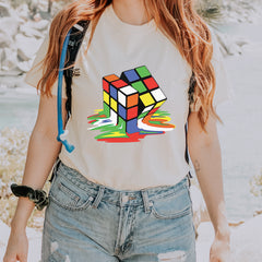 Melting Multi-Colored Cube graphic on Garment-Dyed Heavyweight Unisex T-Shirt alternate view 12