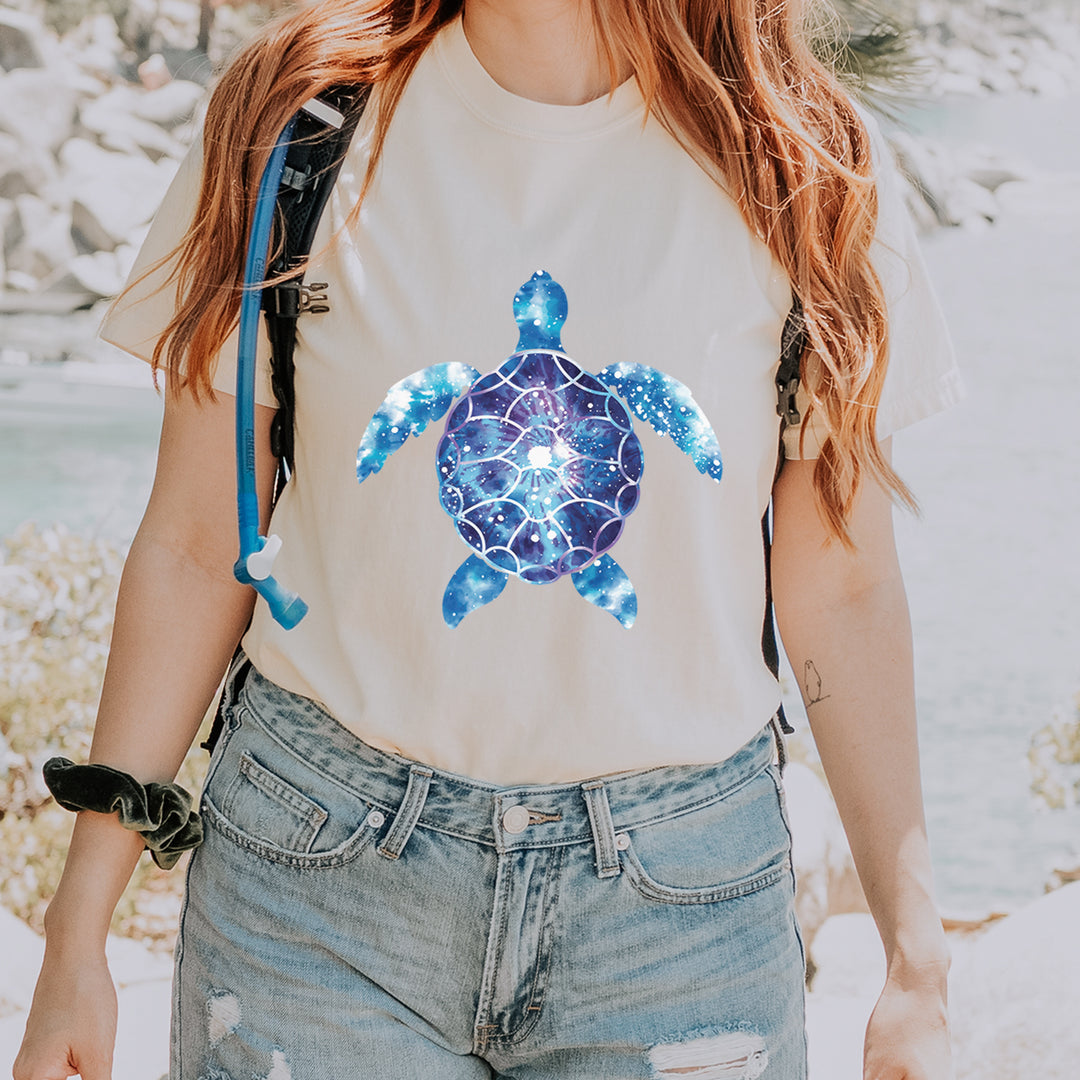 Ocean Aura Tie-Dye Sea Turtle graphic on Garment-Dyed Heavyweight Unisex T-Shirt alternate view 12