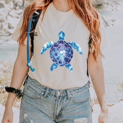 Ocean Aura Tie-Dye Sea Turtle graphic on Garment-Dyed Heavyweight Unisex T-Shirt alternate view 12