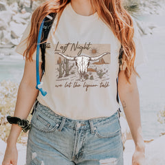 Last Night We Let The Liquor Talk Country Music Western Vintage Soft Unisex T-shirt 