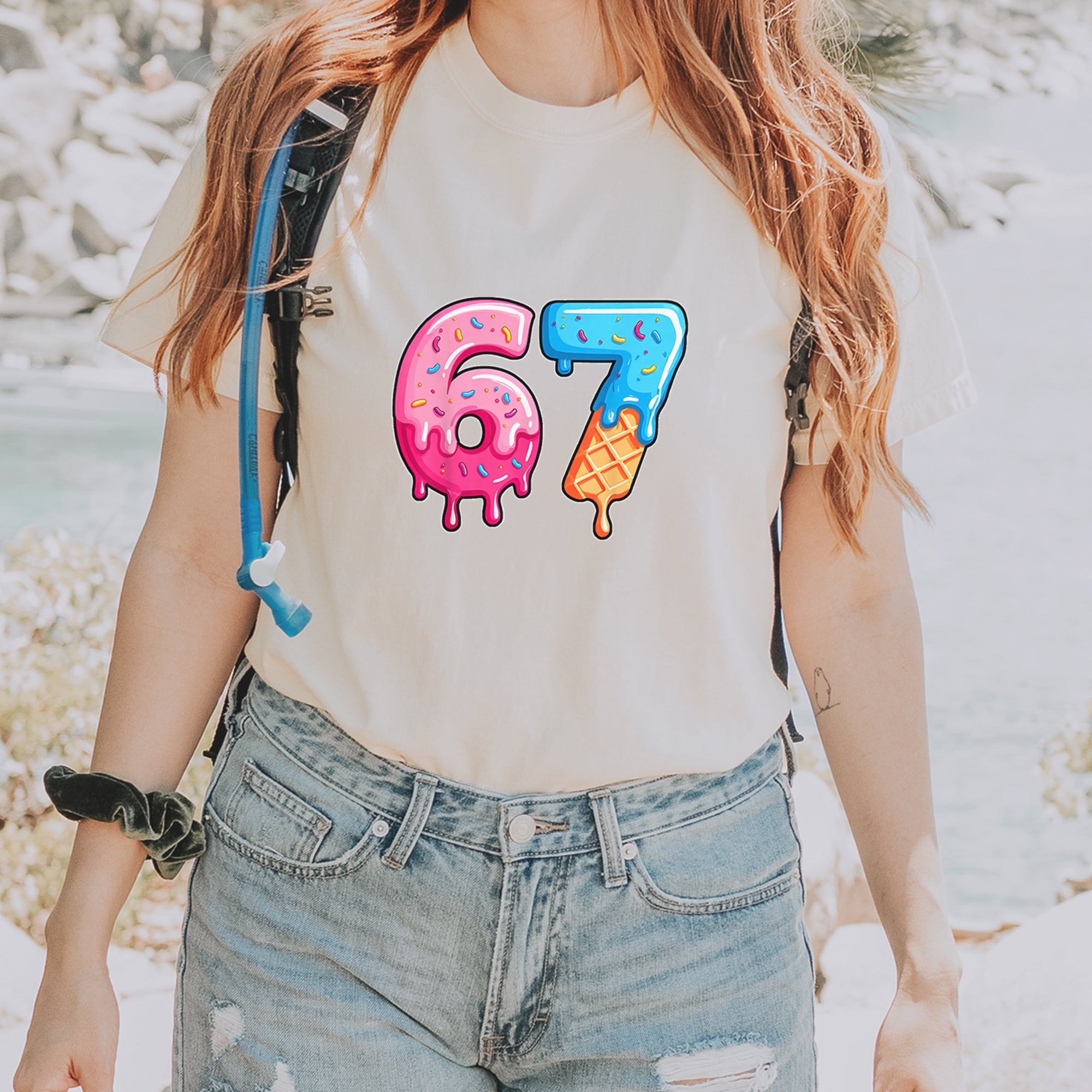 67 Dripping Ice Cream Donut Melt Vintage Soft Unisex T-shirt 