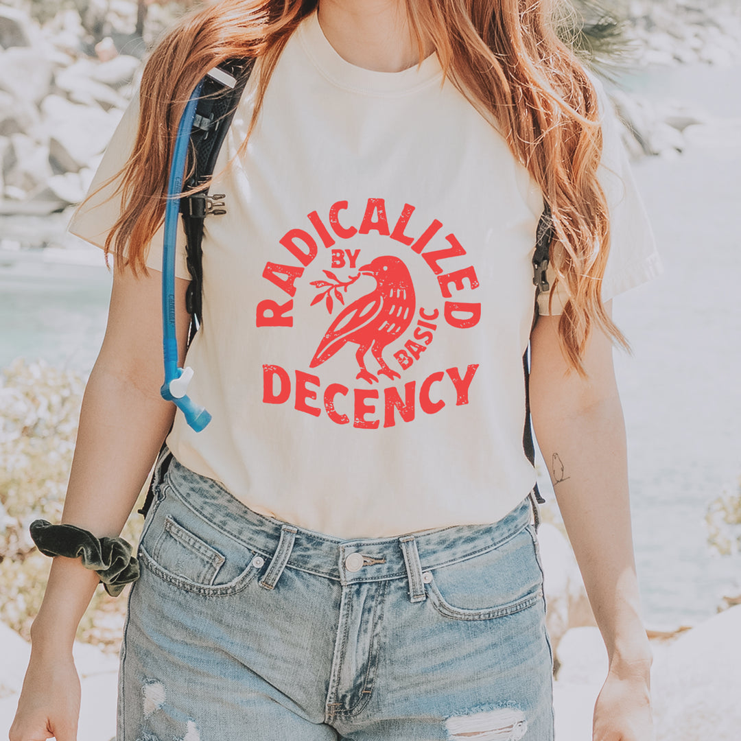 Radicalized by Basic Decency Dove Protest Statement Vintage Soft Unisex T-shirt 