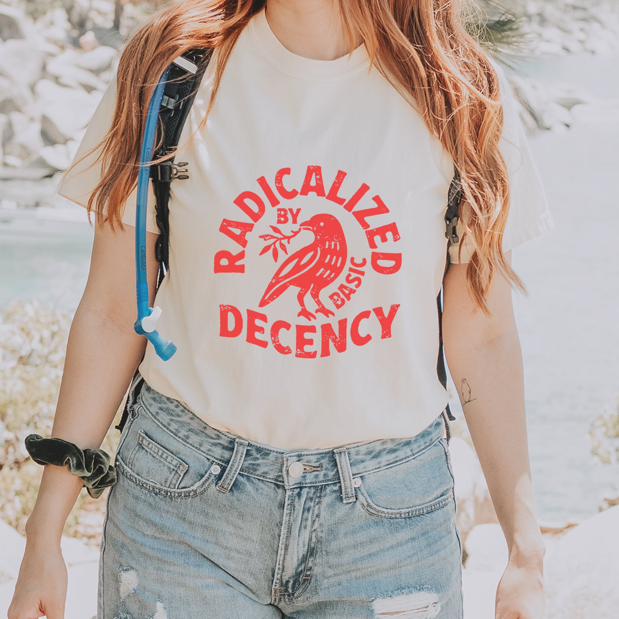Radicalized by Basic Decency Dove Protest Statement Vintage Soft Unisex T-shirt 