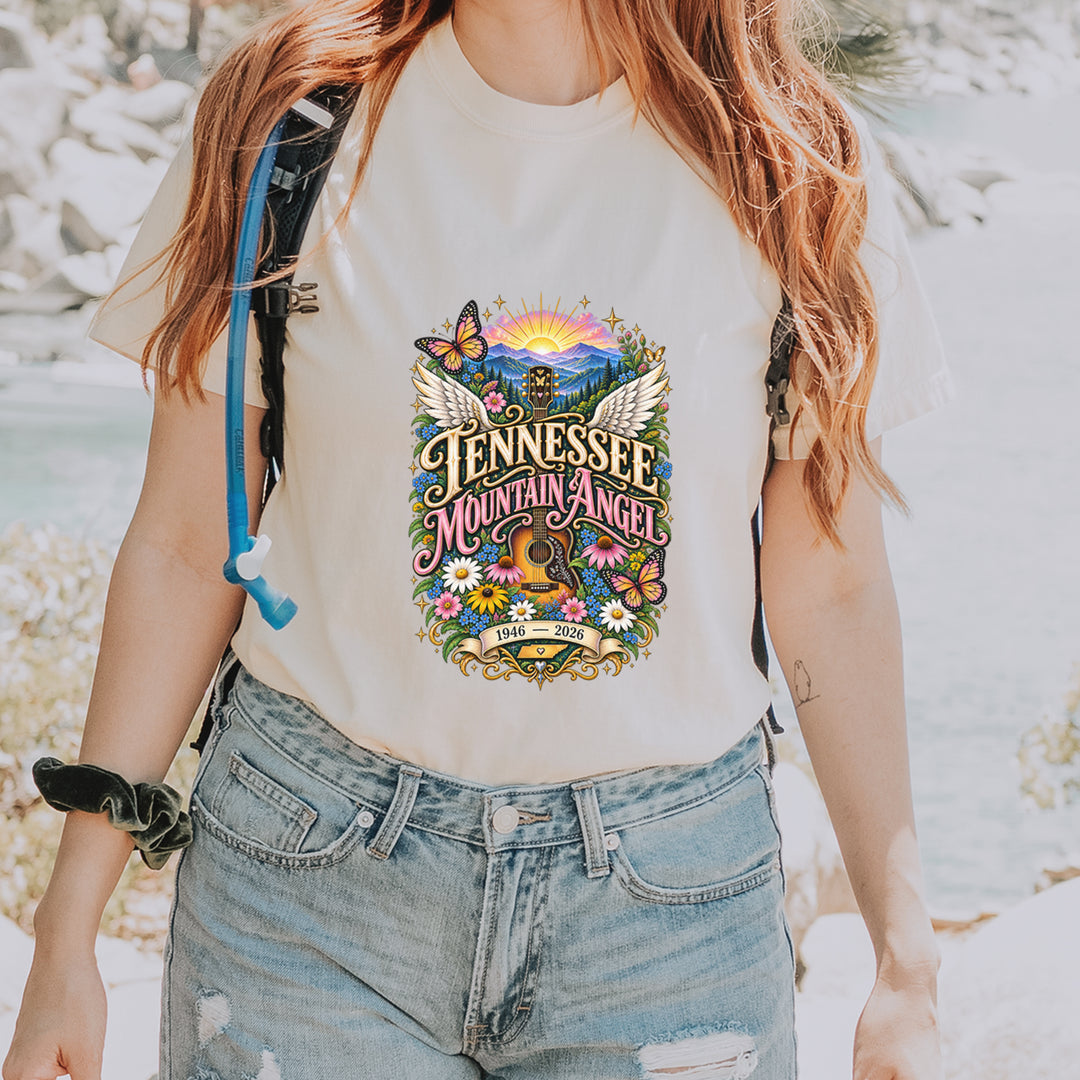 Tennessee Mountain Angel Wings Dolly Vintage Soft Unisex T-shirt 