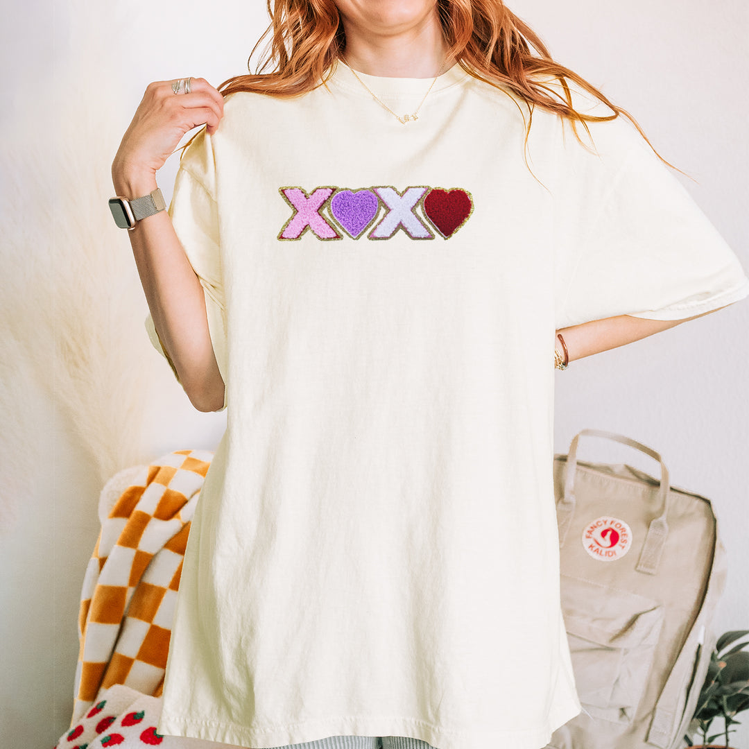 XOXO Chenille Patch Valentines Days Vintage Soft Unisex T-shirt 