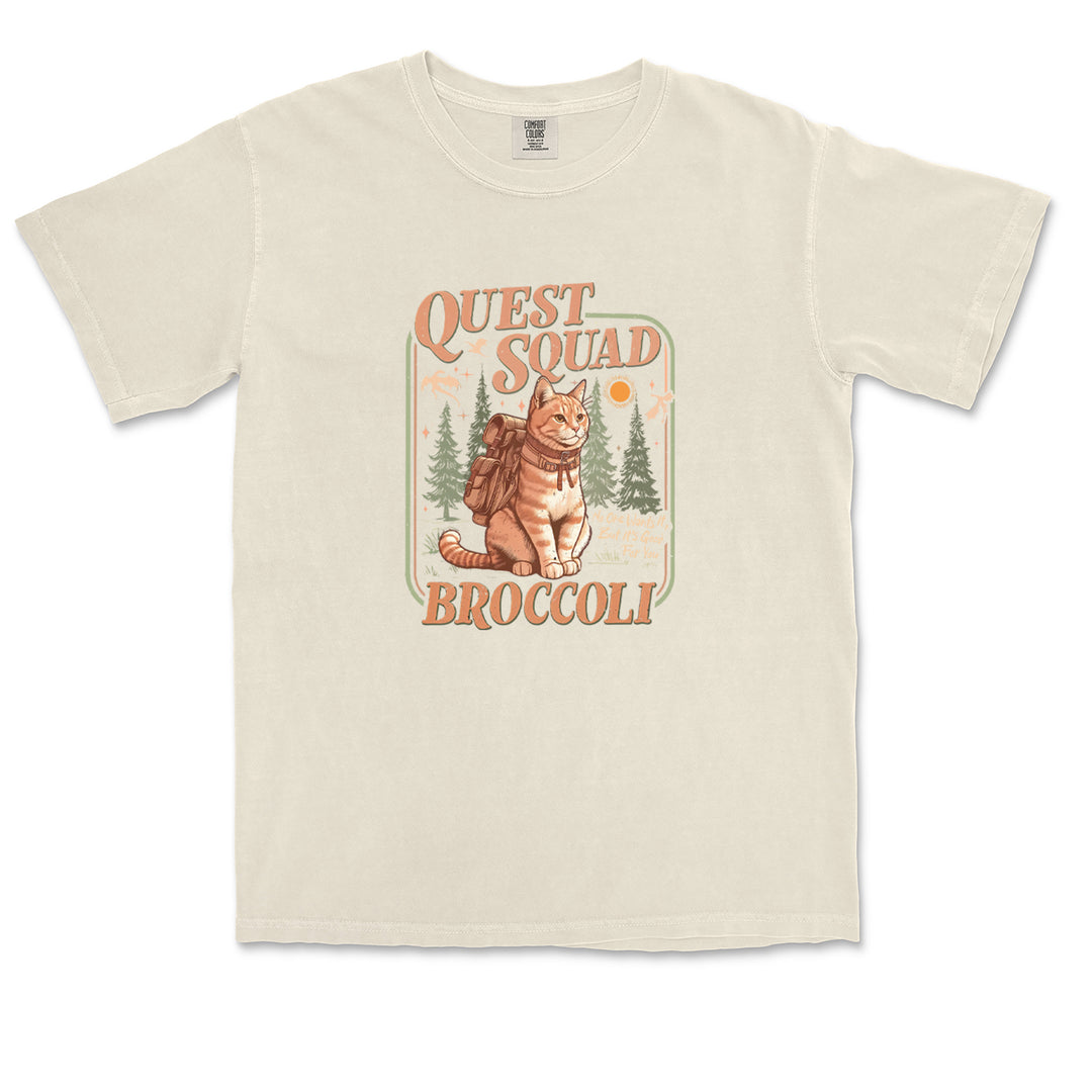 Quest Squad Broccoli Cat Fantasy Reader  Vintage Soft Unisex T-shirt 