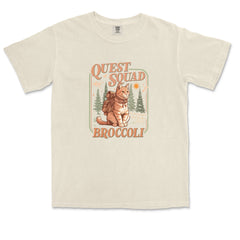 Quest Squad Broccoli Cat Fantasy Reader  Vintage Soft Unisex T-shirt 