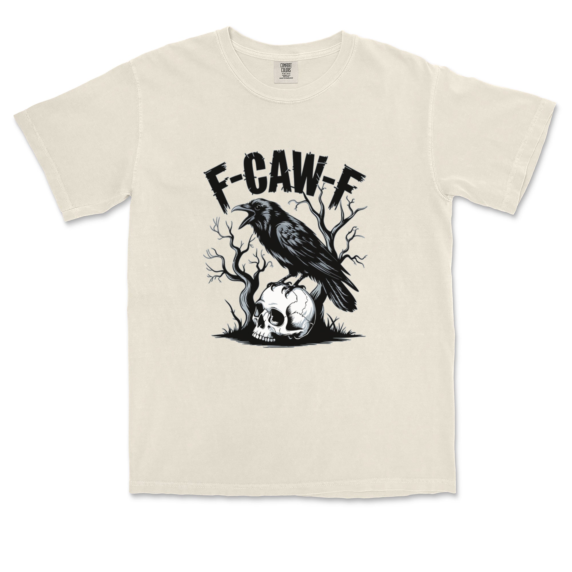 F-Caw-F Crow On Skull F-ck Off Gothic Vintage Soft Unisex T-shirt 