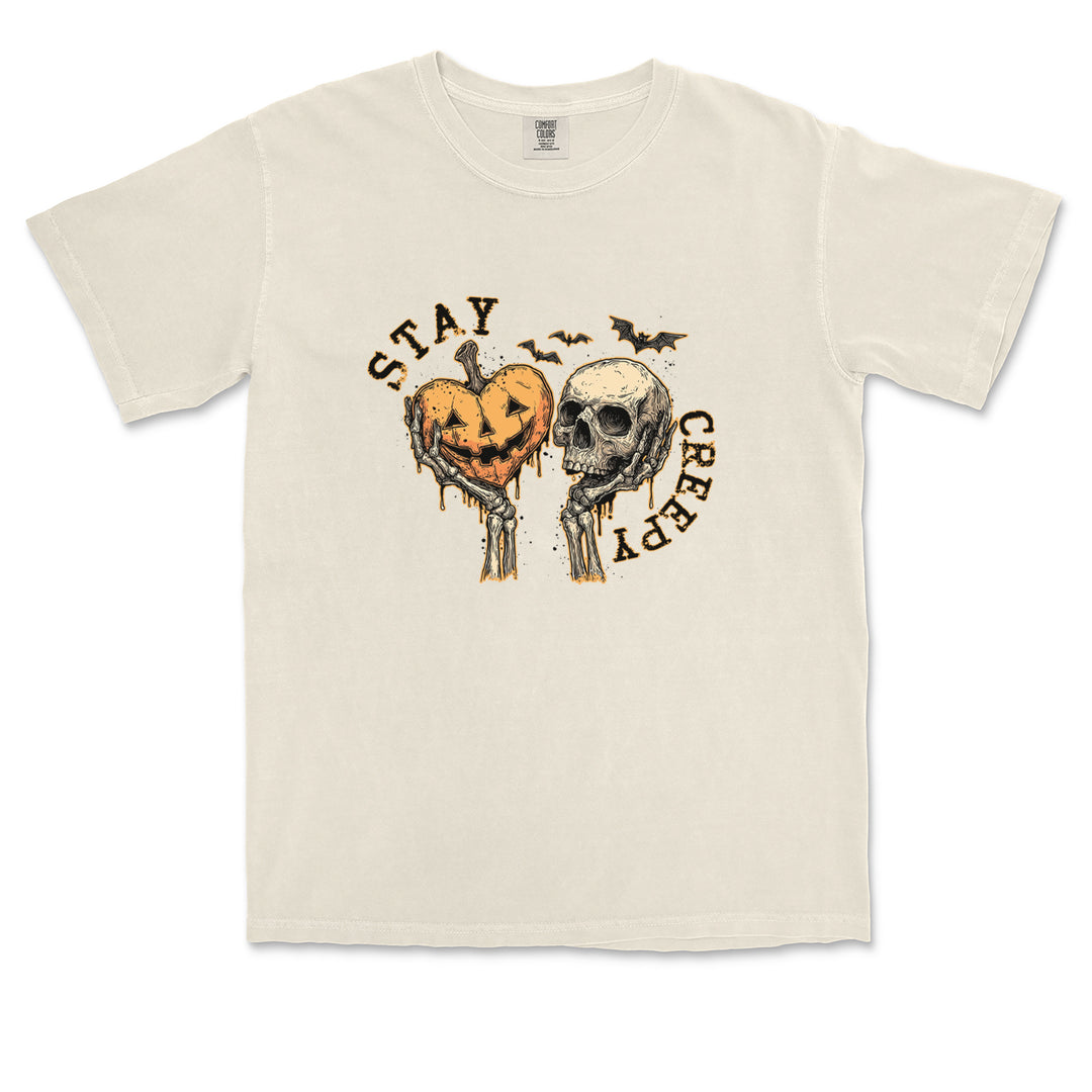 Stay Creepy Skull and Pumpkin Halloween Vintage Soft Unisex T-shirt 