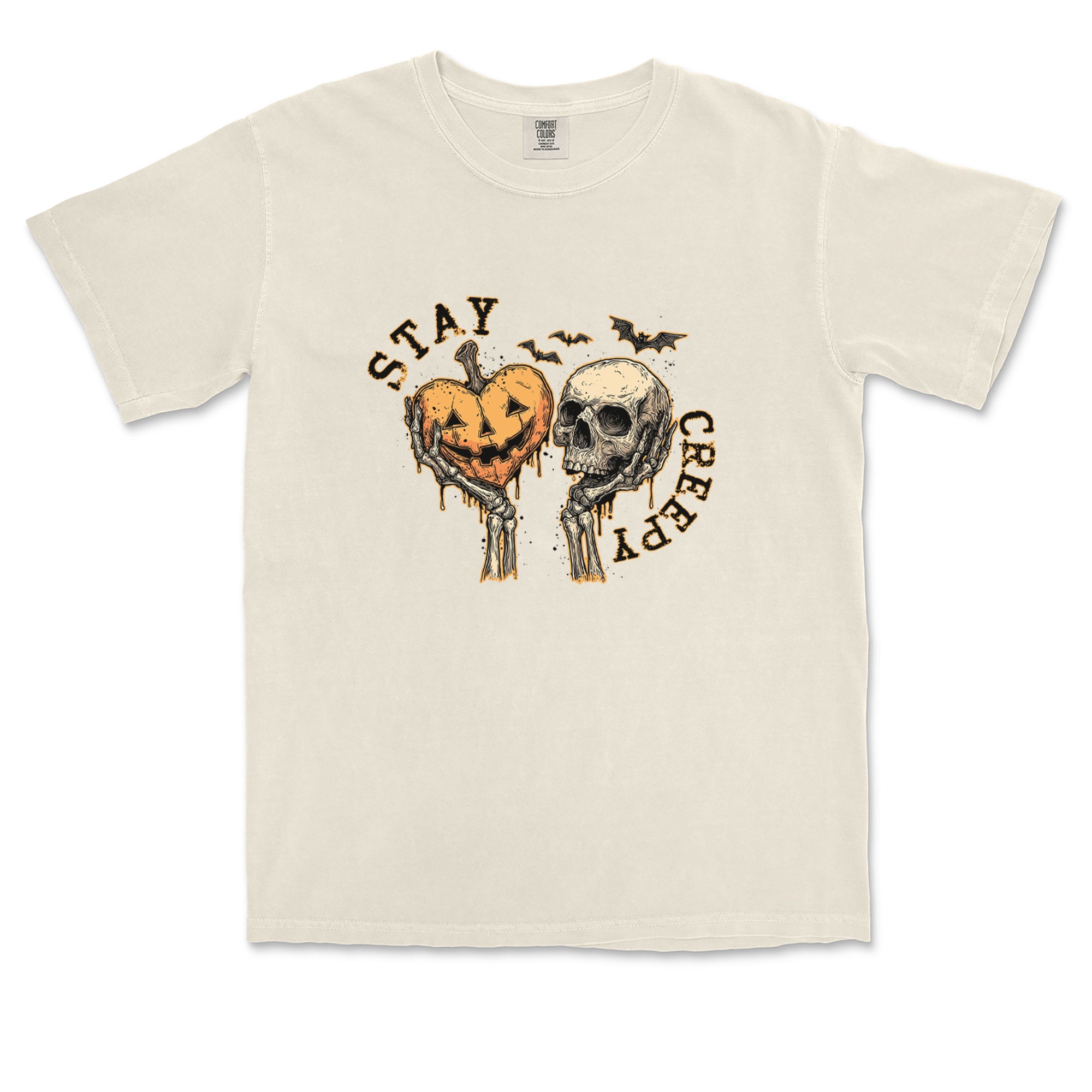 Stay Creepy Skull and Pumpkin Halloween Vintage Soft Unisex T-shirt 