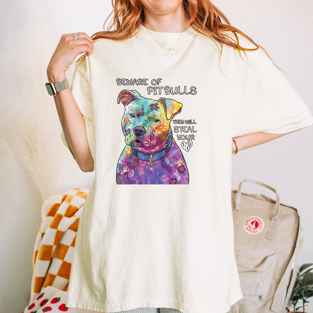 Beware Of Pit Bulls, They Will Steal Your Heart  Vintage Soft Unisex T-shirt 