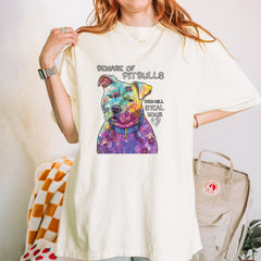 Beware Of Pit Bulls, They Will Steal Your Heart  Vintage Soft Unisex T-shirt 