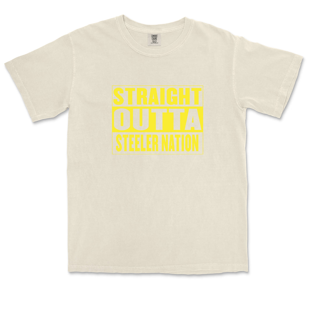 Straight Outta Steeler Nation Football graphic on Garment-Dyed Heavyweight Unisex T-Shirt alternate view 21