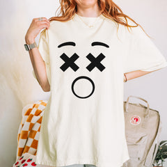 Emoticon XX Eyes Smile Face graphic on Garment-Dyed Heavyweight Unisex T-Shirt alternate view 5