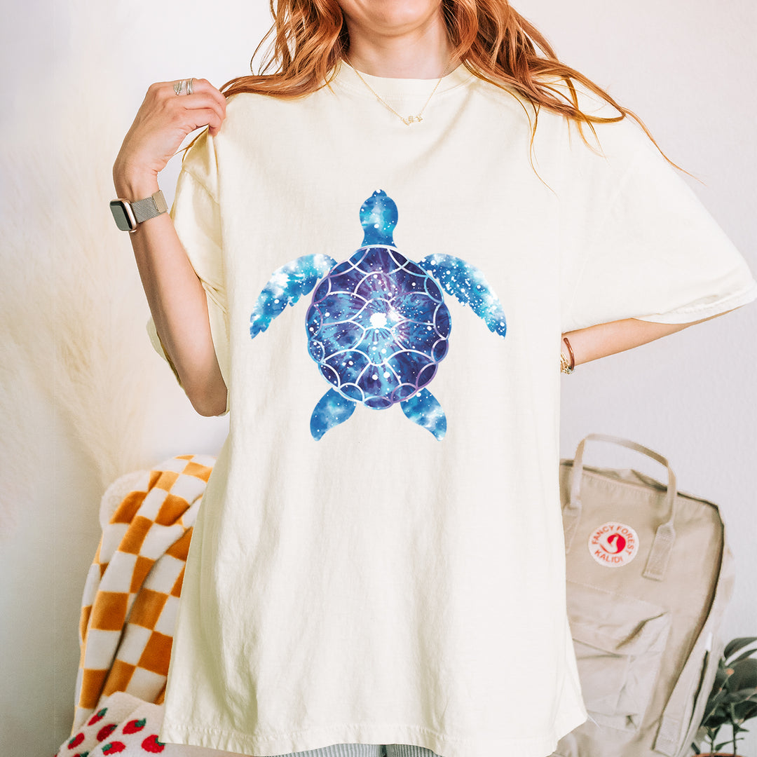 Ocean Aura Tie-Dye Sea Turtle graphic on Garment-Dyed Heavyweight Unisex T-Shirt alternate view 13