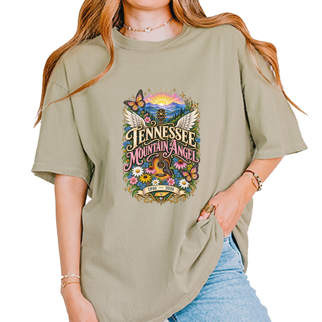 Tennessee Mountain Angel Wings Dolly Vintage Soft Unisex T-shirt Khaki