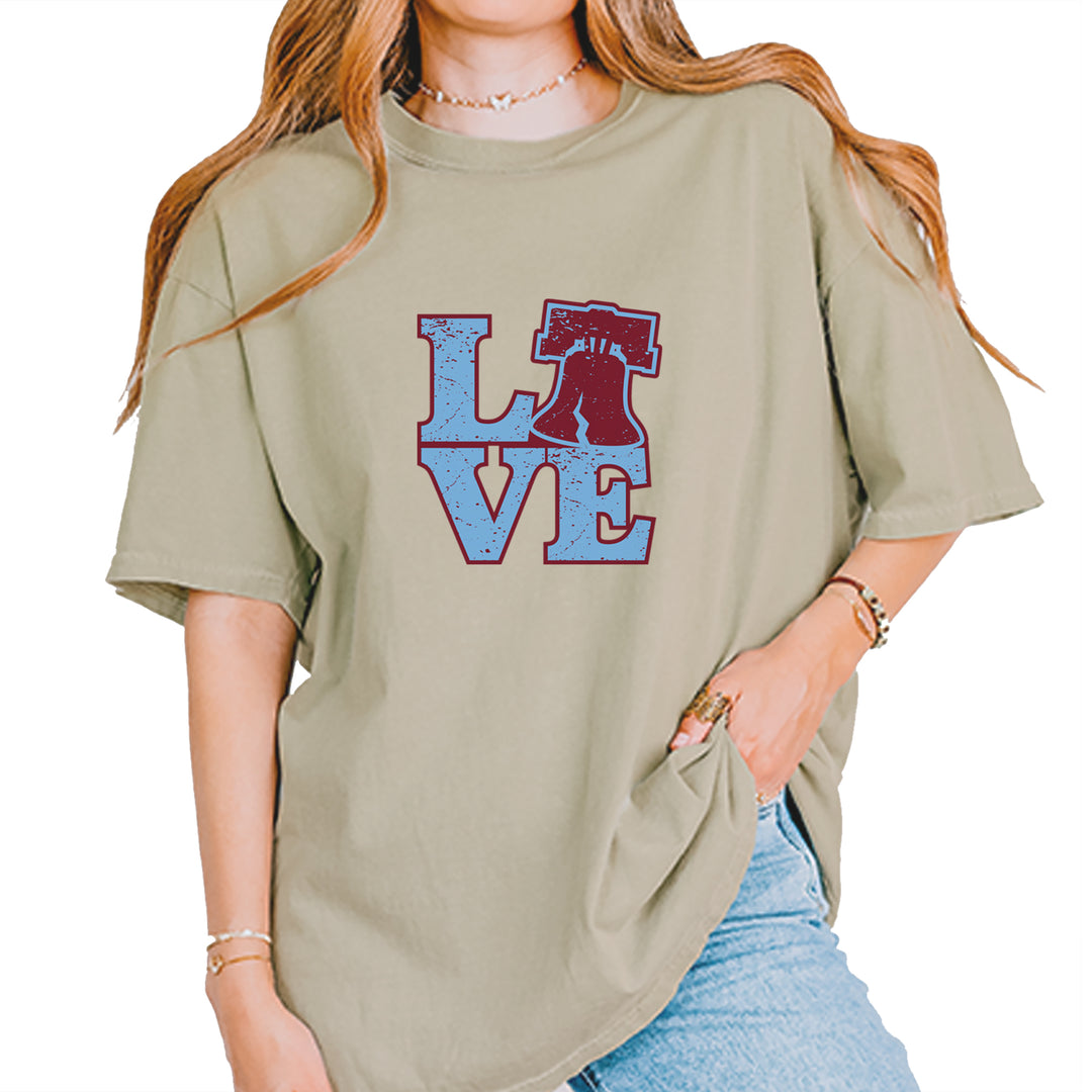 Love Philly Liberty Bell Vintage Soft Unisex T-shirt Khaki