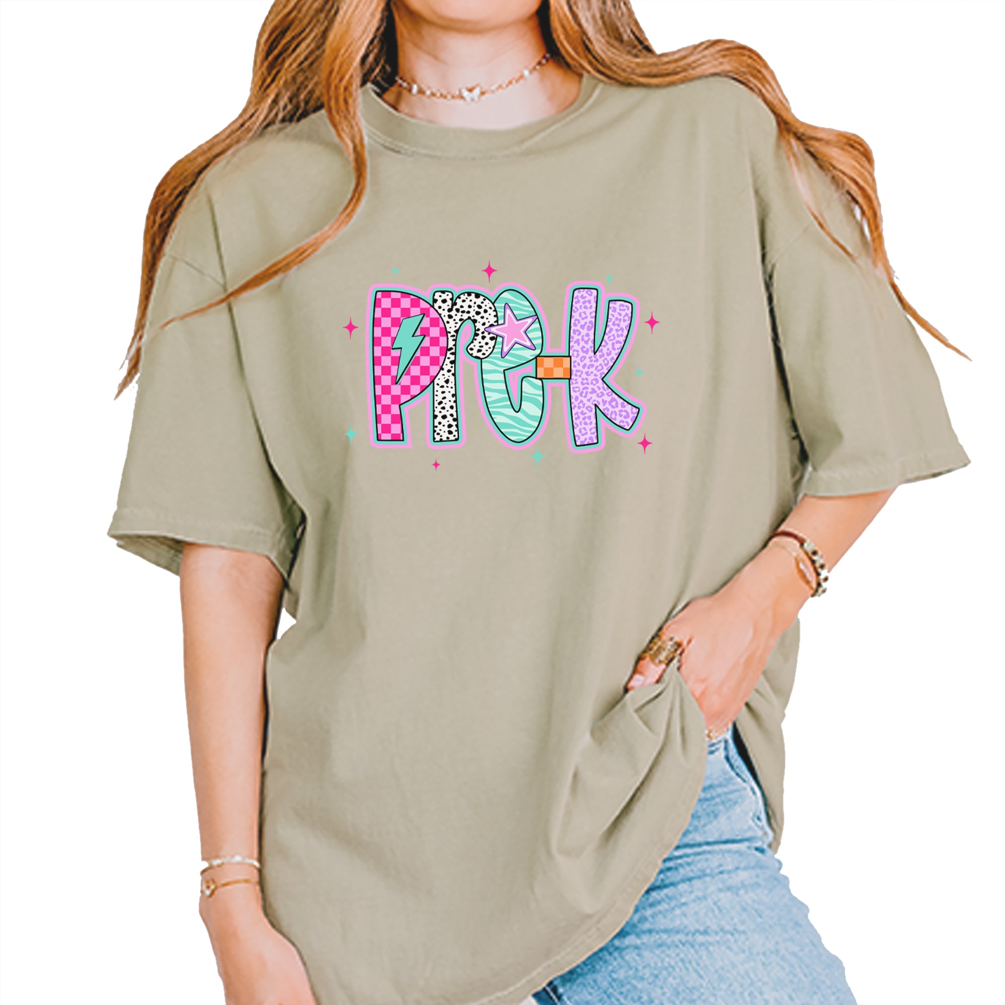Pre-K Party Time Colorful Back to School Vintage Soft Unisex T-shirt Khaki
