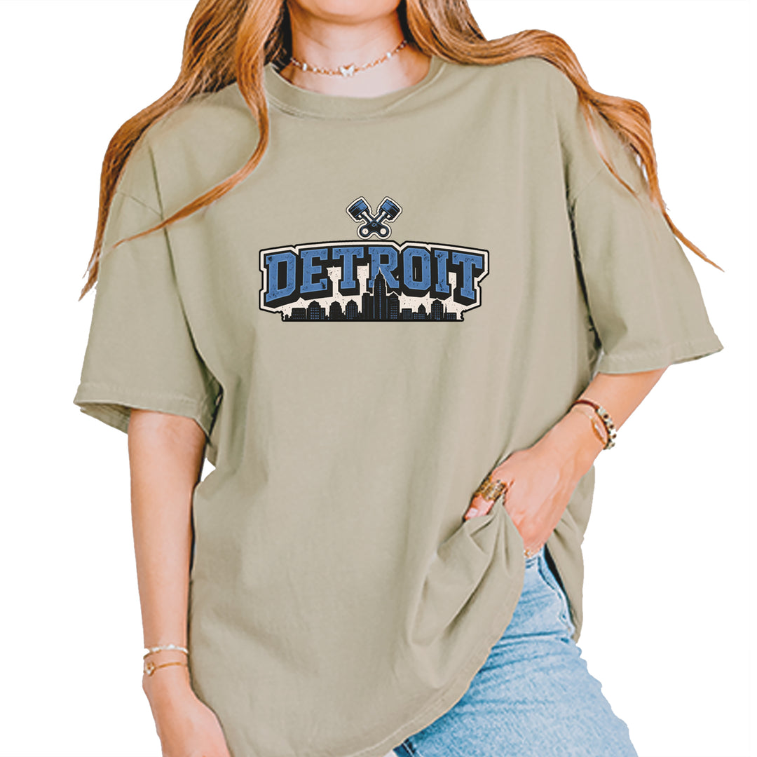 Detroit Motor City Retro Piston Vintage Soft Unisex T-shirt Khaki