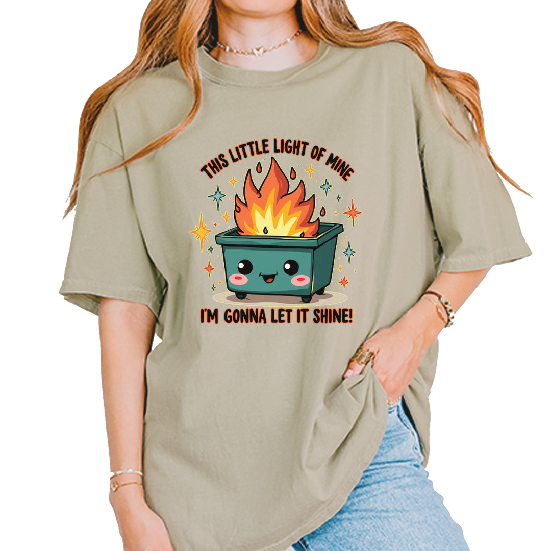 This Little Light of Mine Dumpster Fire Smile Face Vintage Soft Unisex T-shirt Khaki