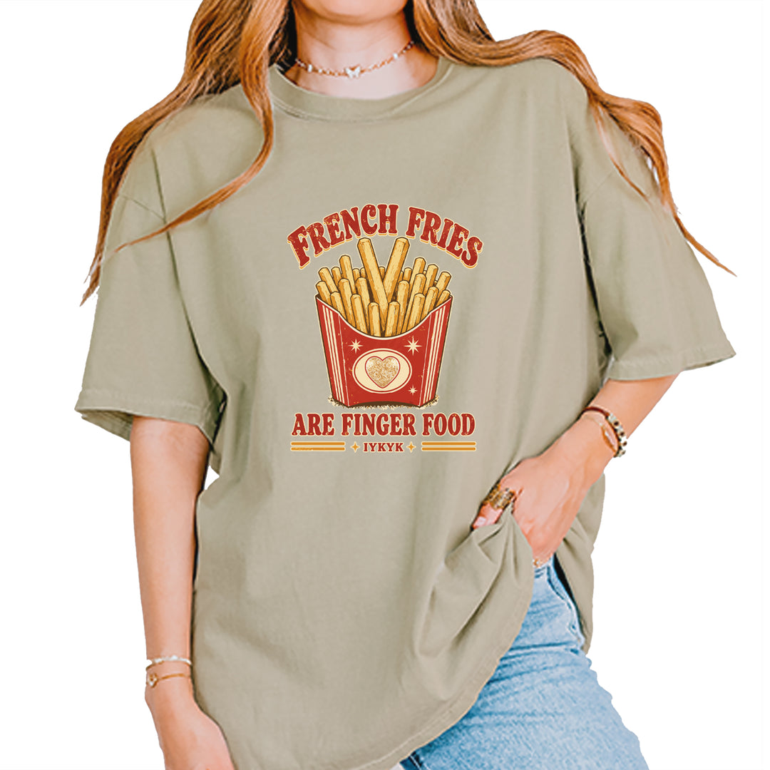 French Fries Are Finger Food IYKYK Vintage Soft Unisex T-shirt Khaki