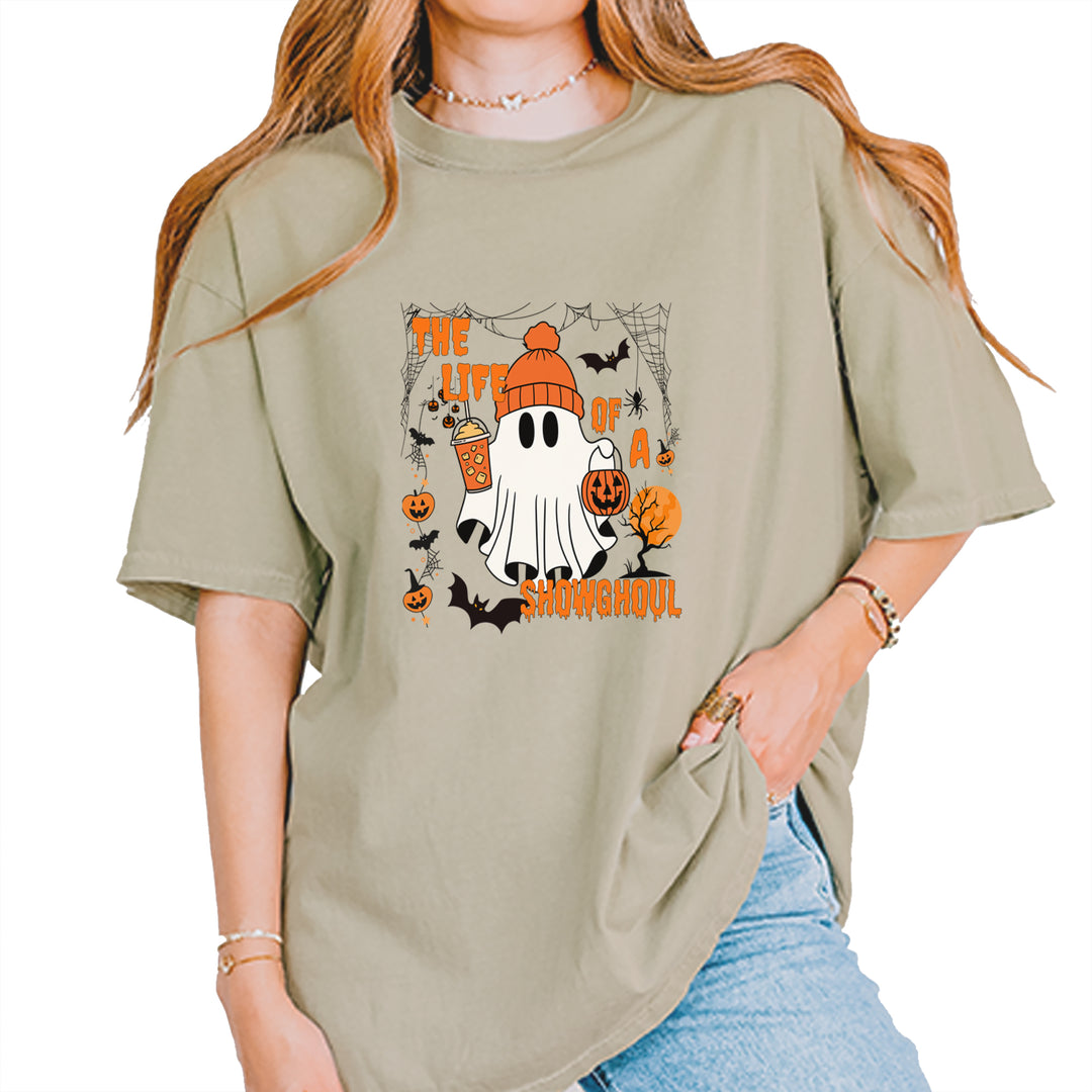 Life of a Showghoul Halloween Showgirl Vibes Vintage Soft Unisex T-shirt Khaki