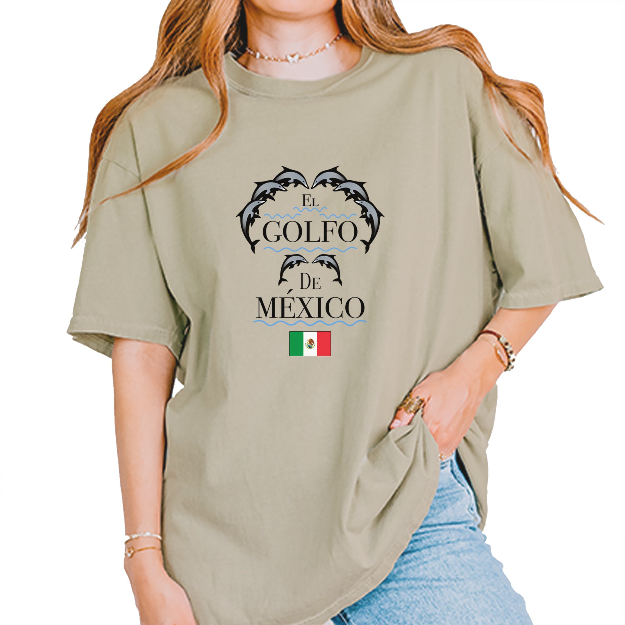 El Golfo De Mexico Dancing Dolphins Vintage Soft Unisex T-shirt Khaki